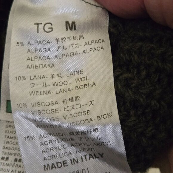 Fly Girl Italian Made Alpaca Blend Olive Green Bell Short Sleeve Sweater Size M - Picture 7 of 8